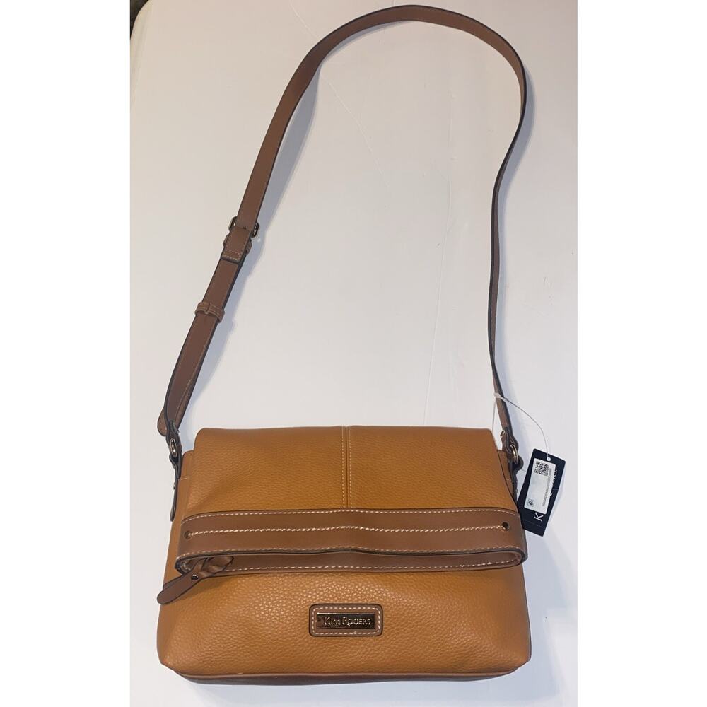 KIM ROGERS Brown Pleather Crossbody Shoulder Handbag w/Adjustable Strap Purse